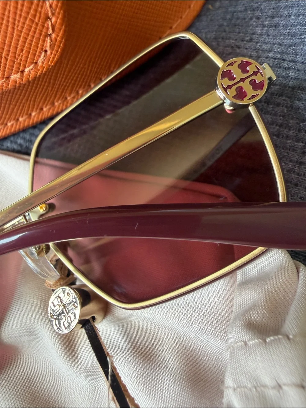 Ty Women's Burgundy Gradient Sunglasses with Gold Accents